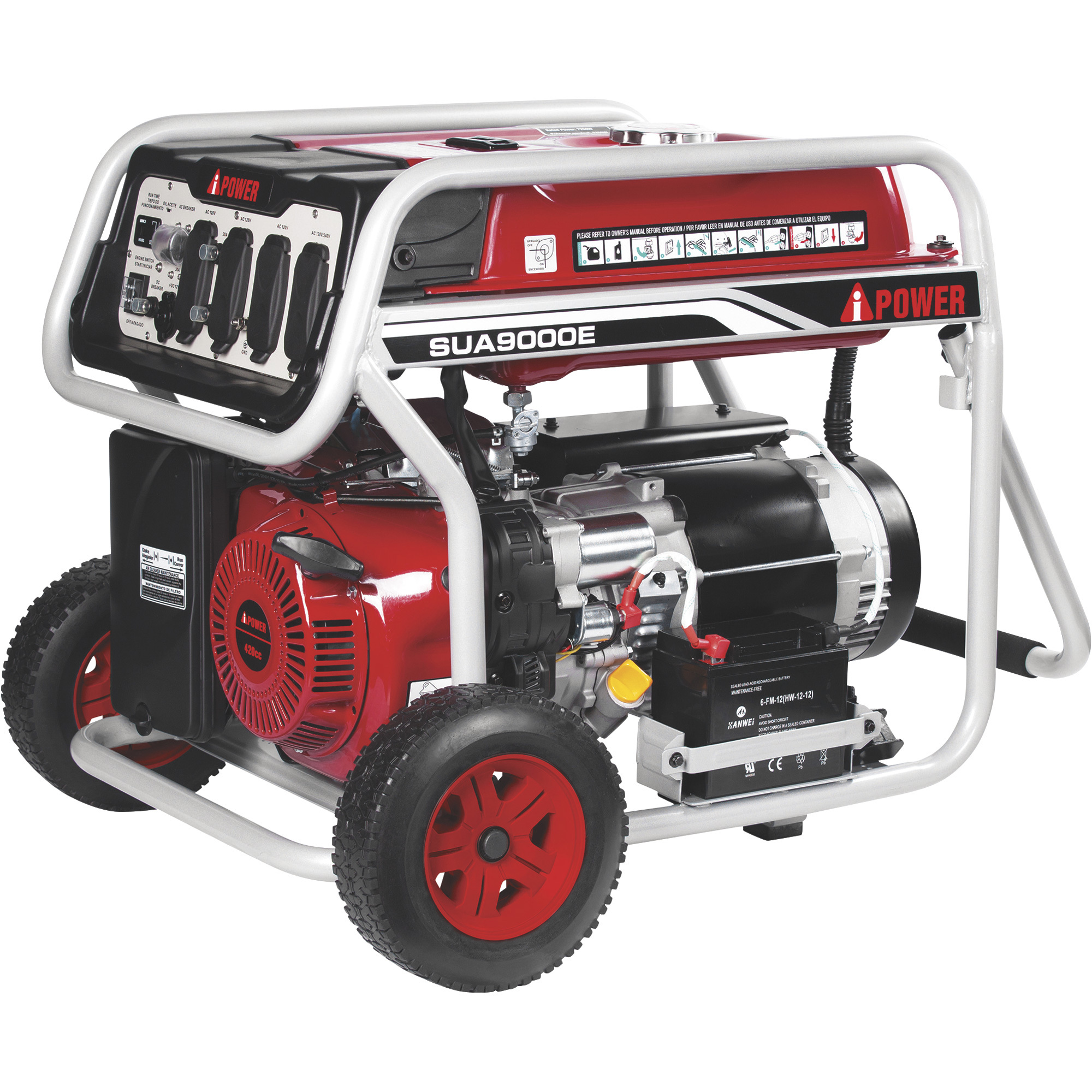 A-iPower Portable Generator, 9000 Surge Watts, 7000 Rated Watts, Electric Start, EPA Compliant, Model# SUA9000EP